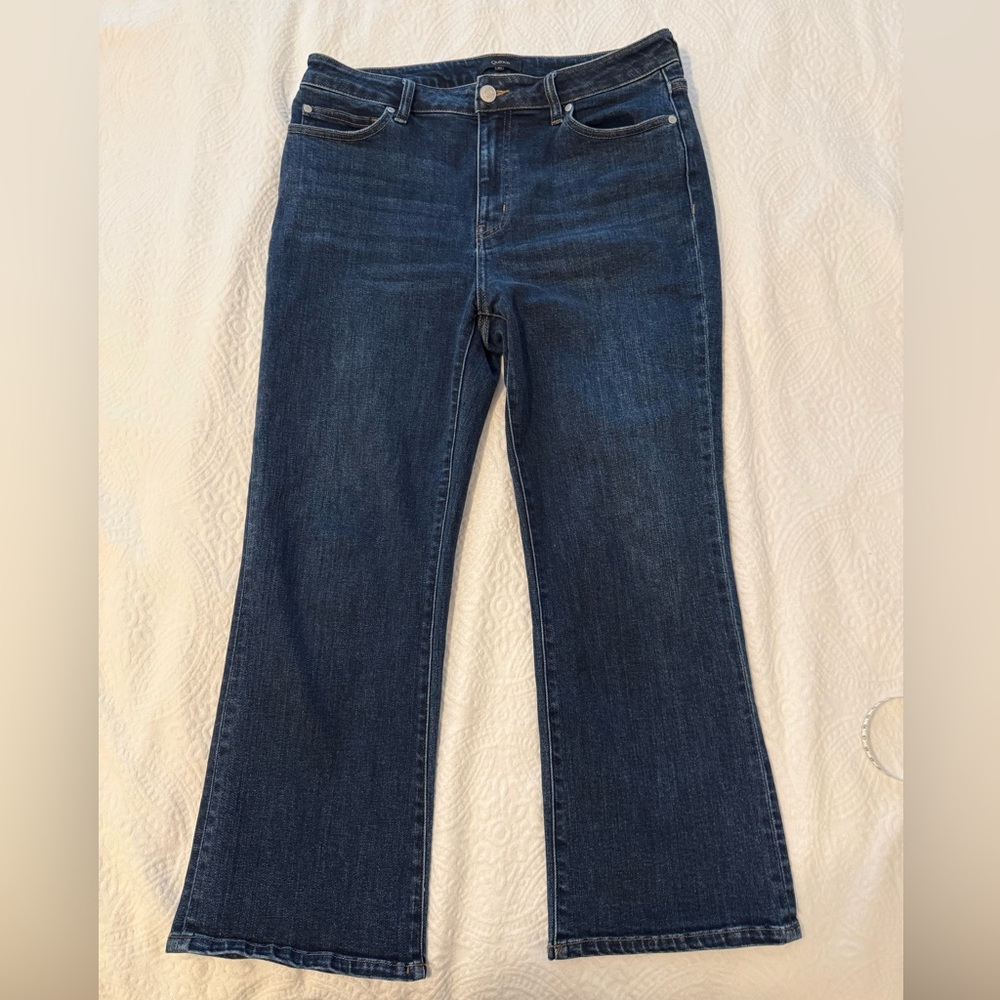 Quince Bella Kick Blue Flare Jeans midnight blue size 31 cropped